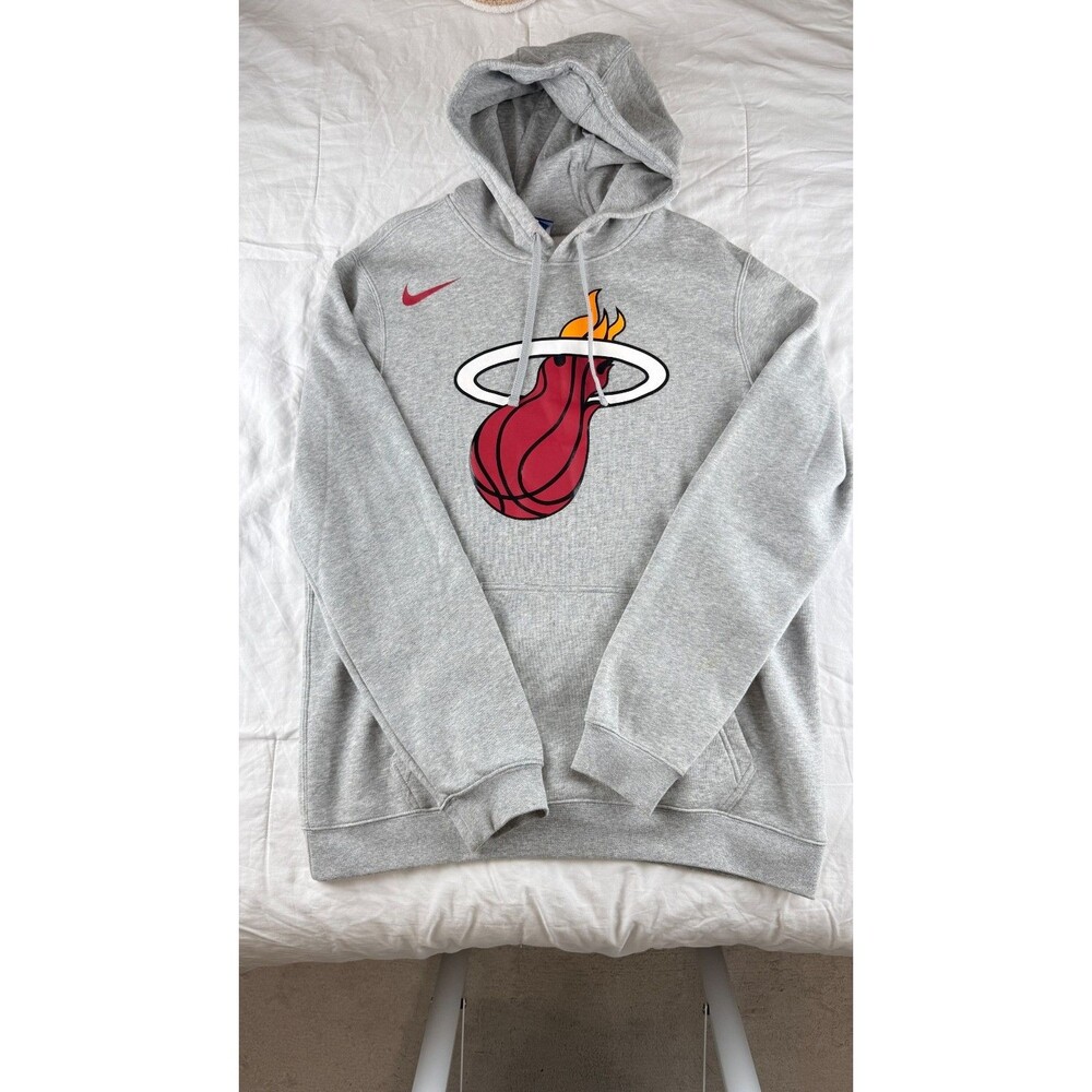 Nike Miami Heat Hoodie Men's Large Gray NBA Pullover Sweatshirt